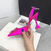 Kitlife Amina Muaddi Satin Pink Slingback Pumps  - 3