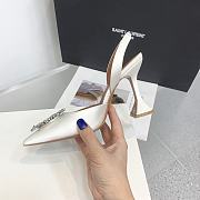 Kitlife Amina Muaddi Satin White Slingback Pumps  - 4