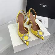 Kitlife Amina Muaddi Satin Yellow Slingback Pumps  - 1