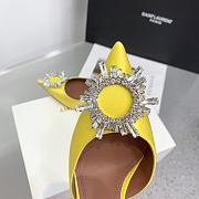 Kitlife Amina Muaddi Satin Yellow Slingback Pumps  - 6