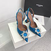 Kitlife Amina Muaddi Satin Blue Slingback Pumps - 1