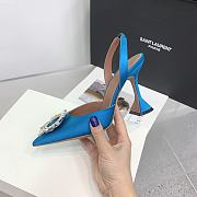 Kitlife Amina Muaddi Satin Blue Slingback Pumps - 6