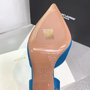 Kitlife Amina Muaddi Satin Blue Slingback Pumps - 4