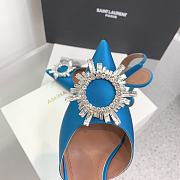 Kitlife Amina Muaddi Satin Blue Slingback Pumps - 3