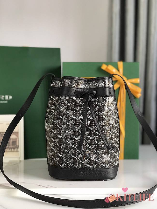Kitlife Goyard Petit Flot Bucket Bag Black 14x16x22cm  - 1