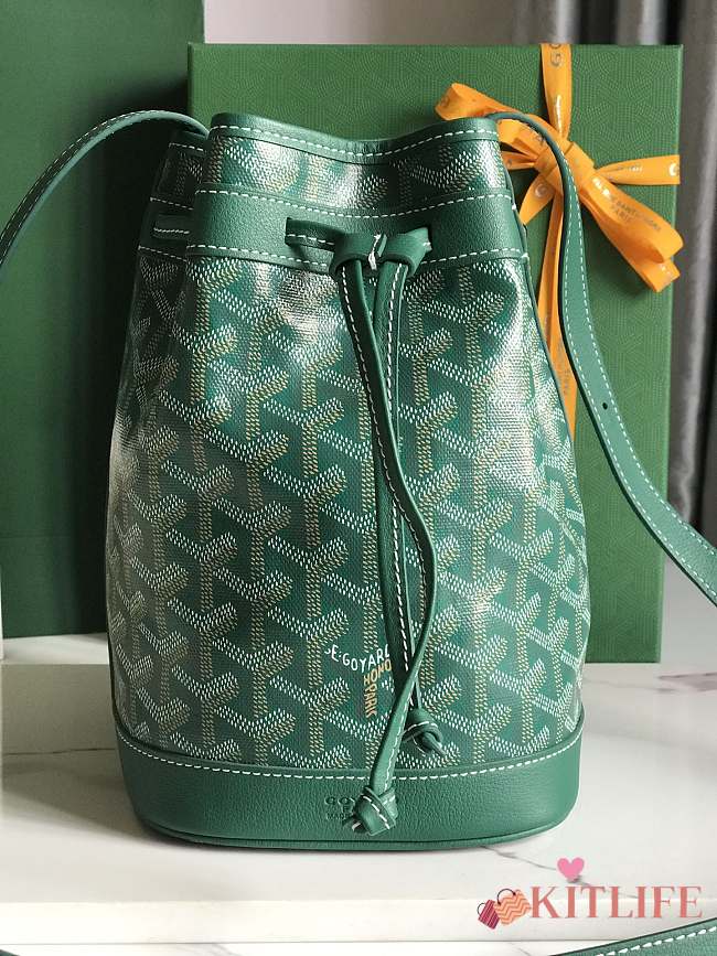 Kitlife Goyard Petit Flot Bucket Bag Green 14x16x22cm  - 1