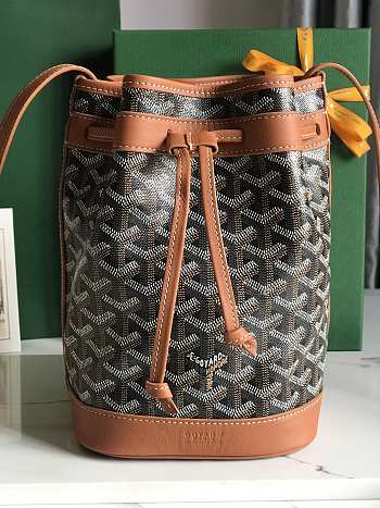 Kitlife Goyard Petit Flot Bucket Bag Black & Brown 14x16x22cm 
