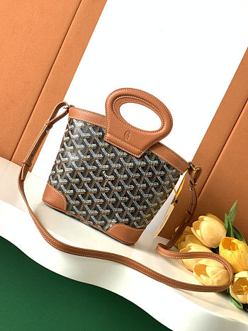 Kitlife Goyard Beluga Mini Basket Bag Brown & Black 23x18.5x8cm