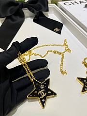 Kitlife Chanel 25K Gold Double C Black Enamel Five-Pointed Star Necklace - 3