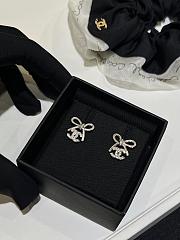 Kitlife Chanel 25K New Silver Bow Double C Stud Earrings with Full Diamonds  - 3