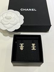 Kitlife Chanel 25B Heart-Shaped Diamond Gold Full Diamond Double C Stud Earrings - 1