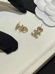 Kitlife Chanel 25B Heart-Shaped Diamond Gold Full Diamond Double C Stud Earrings - 6