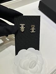 Kitlife Chanel 25B Heart-Shaped Diamond Gold Full Diamond Double C Stud Earrings - 4
