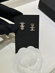 Kitlife Chanel 25B Heart-Shaped Diamond Gold Full Diamond Double C Stud Earrings - 3