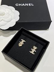 Kitlife Chanel 25B Heart-Shaped Diamond Gold Full Diamond Double C Stud Earrings - 2