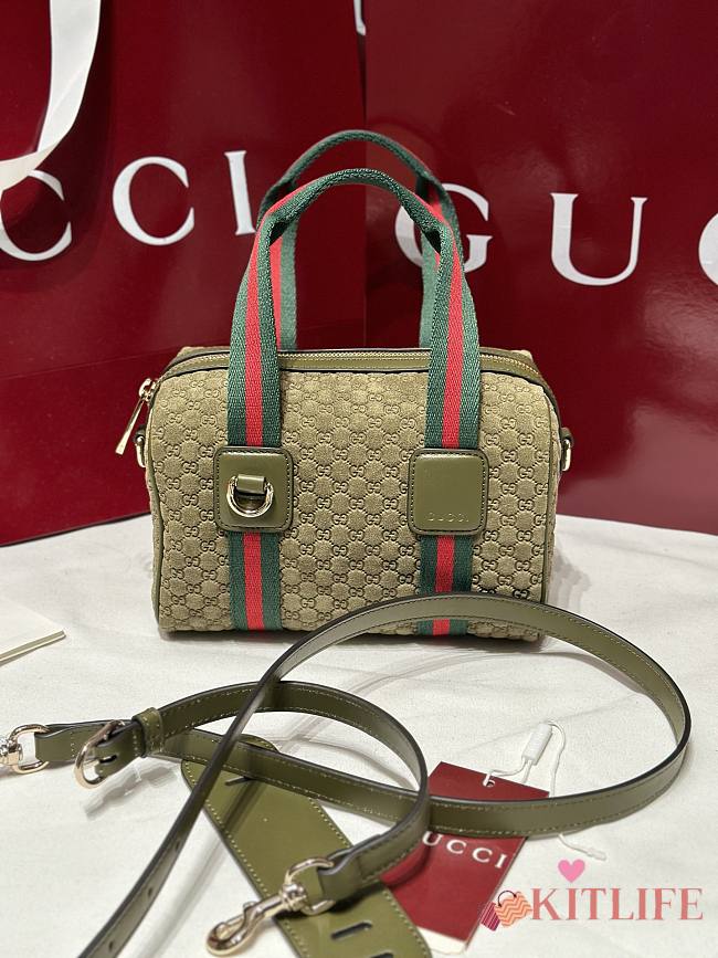 Kitlife Gucci Mini GG Handbag Green Suede 859975 20x13x13cm - 1