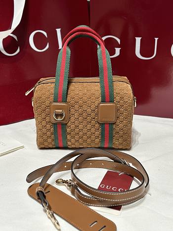 Kitlife Gucci Mini GG Handbag Brown Suede 859975 20x13x13cm 