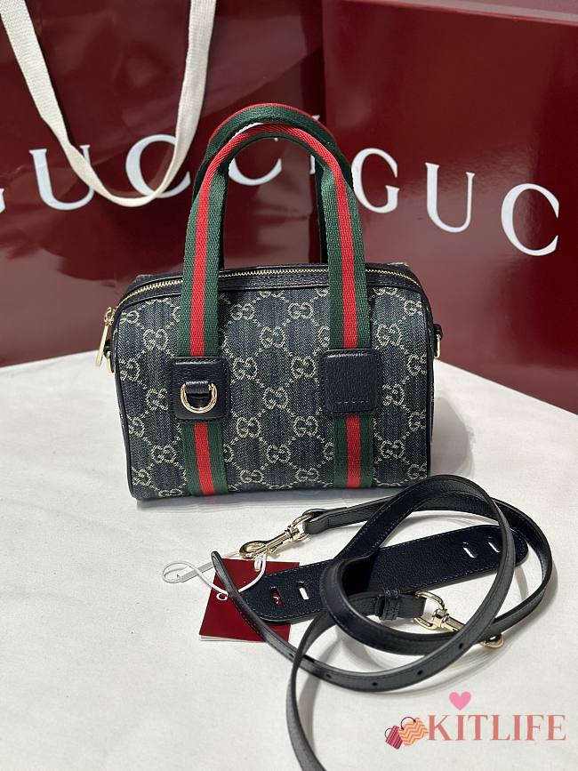 Kitlife Gucci Mini GG Handbag Navy And White GG Denim 859975 20x13x13cm  - 1