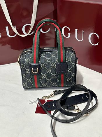 Kitlife Gucci Mini GG Handbag Navy And White GG Denim 859975 20x13x13cm 