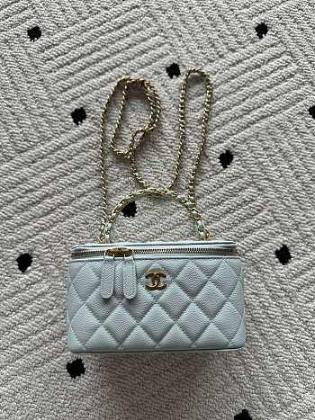 Kitlife Chanel Vanity Blue Grained Leather AP3940 17x9.5x8cm