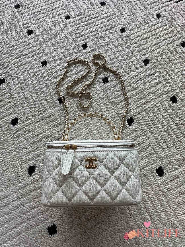 Kitlife Chanel Vanity White Grained Leather AP3940 17x9.5x8cm  - 1
