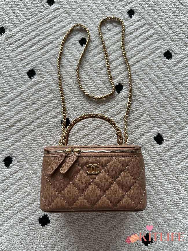 Kitlife Chanel Vanity Brown Grained Leather AP3940 17x9.5x8cm  - 1