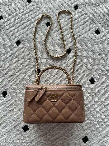 Kitlife Chanel Vanity Brown Grained Leather AP3940 17x9.5x8cm 