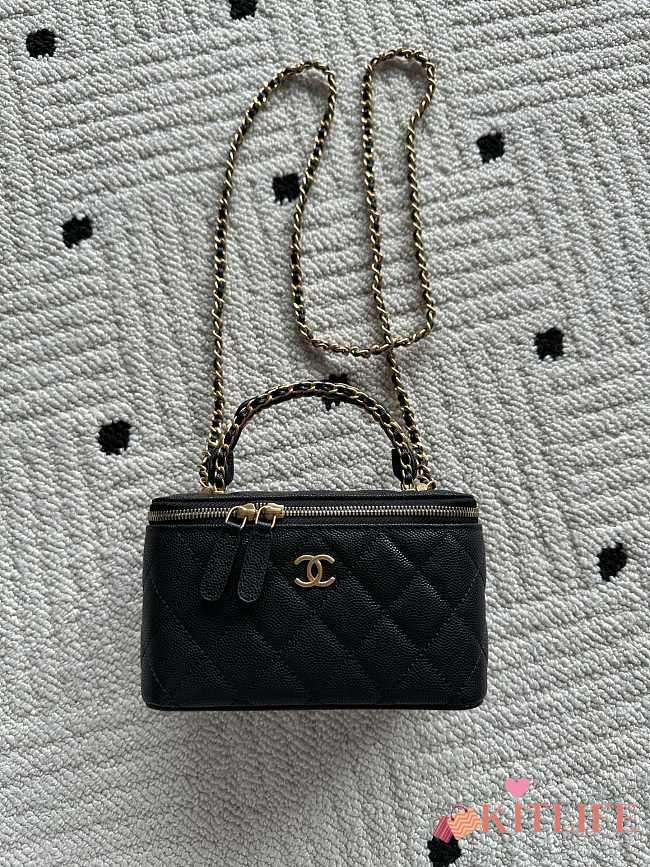 Kitlife Chanel Vanity Black Grained Leather AP3940 17x9.5x8cm  - 1