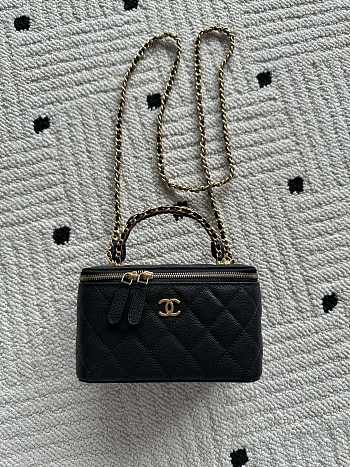 Kitlife Chanel Vanity Black Grained Leather AP3940 17x9.5x8cm 
