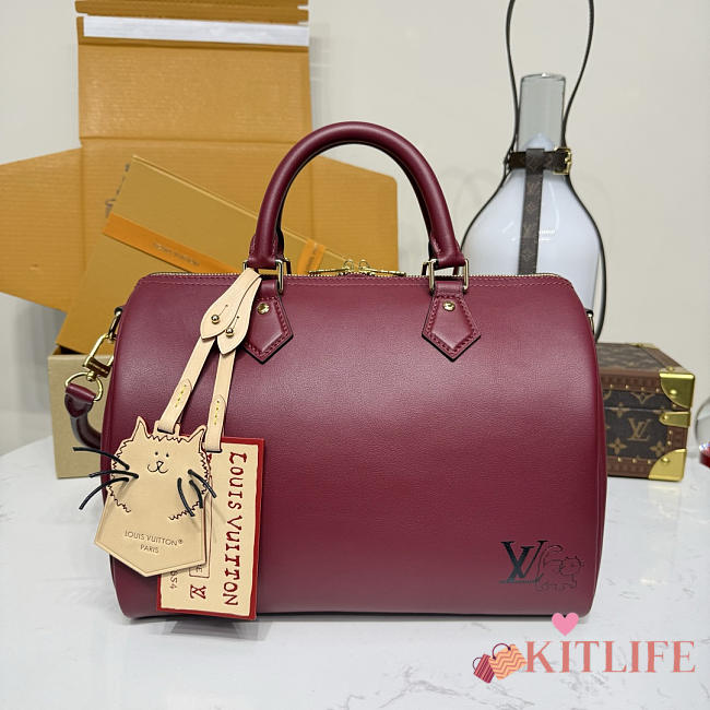 Kitlife Louis Vuitton Speedy Soft 30 Bag M25766 Burgundy 30x21x17cm - 1