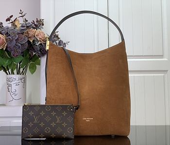 Kitlife Louis Vuitton Hobo Low Key Bag Brown Suede M25516 35x18x31cm