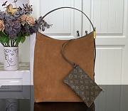 Kitlife Louis Vuitton Hobo Low Key Bag Brown Suede M25516 35x18x31cm - 3