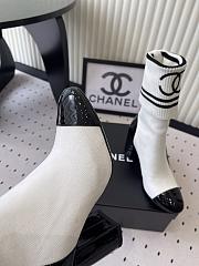 Kitlife Chanel 25SS Chunky Heel Sock Boots White - 2