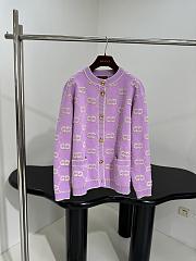Kitlife Gucci GG Wool Jacquard Cardigan Purple & White - 1