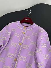 Kitlife Gucci GG Wool Jacquard Cardigan Purple & White - 6