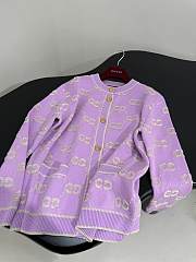 Kitlife Gucci GG Wool Jacquard Cardigan Purple & White - 5