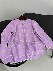 Kitlife Gucci GG Wool Jacquard Cardigan Purple & White - 4