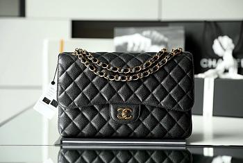 Kitlife Chanel Classic Flap Jumbo Black Caviar Leather Bag - 30cm