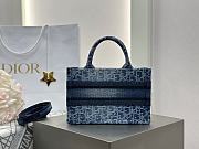 Kitlife Dior Mini Book Tote Blue Denim Embroidery 21.5x13x7.5cm  - 5