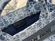Kitlife Dior Mini Book Tote Blue Denim Embroidery 21.5x13x7.5cm  - 2