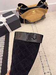 Kitlife Chanel 2025B Long Boots Black Suede Leather  - 5