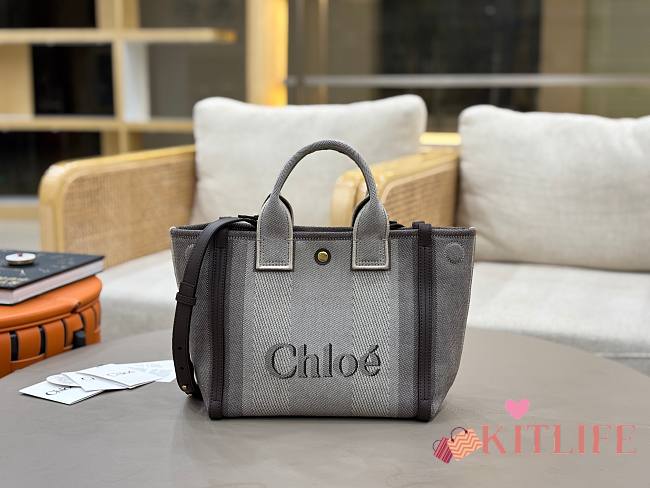 Kitlife Chloe Carry Tote Bag In Grey Canvas 27x2312cm - 1