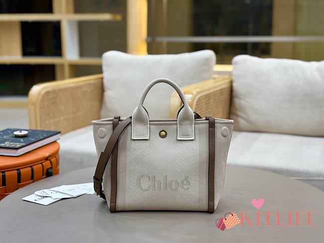 Kitlife Chloe Carry Tote Bag In Beige Canvas 27x2312cm - 1