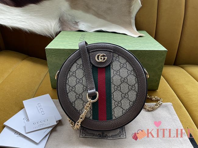 Kitlife Gucci Ophidia Mini GG Round Shoulder Bag Beige ‎550618 18x18x4.5cm - 1