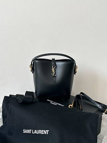 Kitlife Saint Laurent Le 37 Mini Bucket Bag in Black Shiny Leather 765870 15x13x6cm 