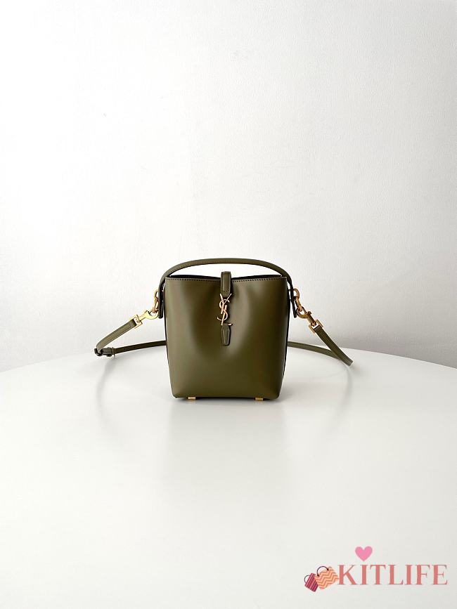 Kitlife Saint Laurent Le 37 Mini Bucket Bag in Green Shiny Leather 765870 15x13x6cm  - 1