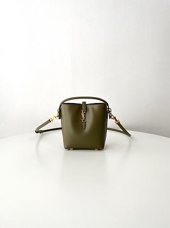 Kitlife Saint Laurent Le 37 Mini Bucket Bag in Green Shiny Leather 765870 15x13x6cm 