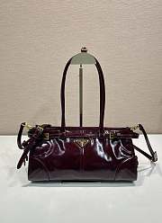 Kitlife Prada Bonnie Medium Burgundy Leather Handbag 1BA426 32x15.5x12cm  - 1