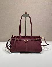 Kitlife Prada Bonnie Medium Burgundy Suede Handbag 1BA426 32x15.5x12cm - 1