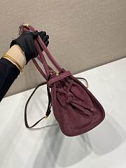 Kitlife Prada Bonnie Medium Burgundy Suede Handbag 1BA426 32x15.5x12cm - 6